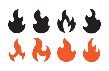 Fire flame icon collection on transparent background. Vector illustration eps 10