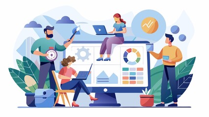 Fototapeta premium Many tools offer features like real-time collaboration, enabling teams to work together efficiently regardless of location.