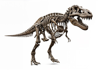 Fototapeta premium Detailed T-Rex Skeleton Against a White Background