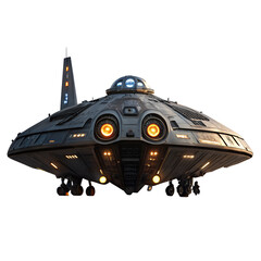 High-Detail Spaceship Isolated on Transparent Background