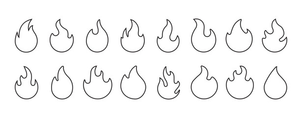 Fire flame icon collection on transparent background. Vector illustration eps 10