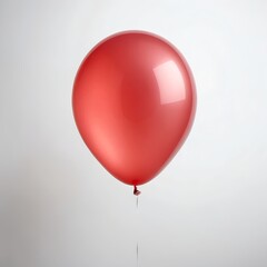 Single Red Balloon on White Background