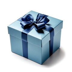 Blue Gift Box with Dark Blue Ribbon