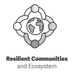 Resilient Communities and Ecosystem – Grayscale Version (Editable Stroke)