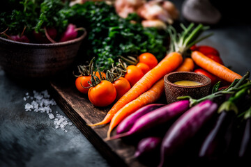 Fresh Farmers Market Vegetables with Herb-Infused Dips