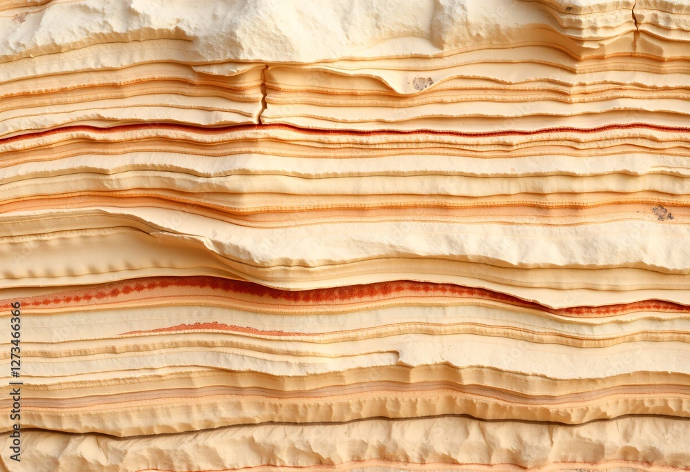 Poster sedimentary rock layers. natural geological formation. earthy texture. undulating cream yellows and 