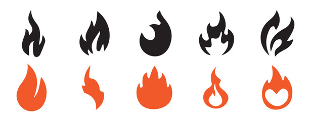 Fire flame icon vector design symbol. Fire icon set on transparent background. Vector illustration eps 10