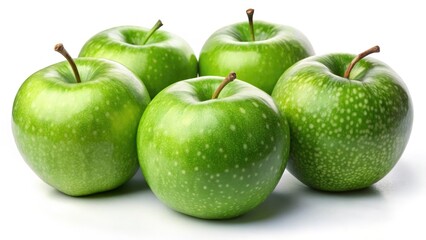 Crisp Granny Smith apples, vibrant green, juicy and fresh. Isolated high-resolution product photography on white.