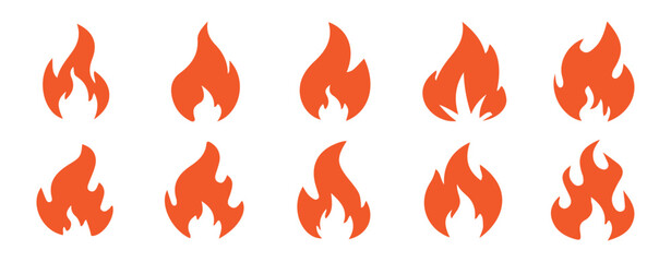 Fire flame icon vector design symbol. Fire icon set on transparent background. Vector illustration eps 10