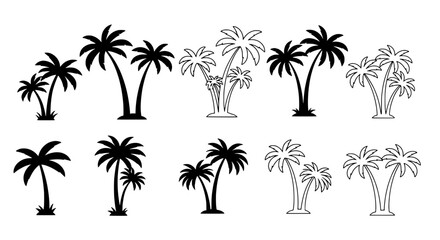Palm Tree Silhouettes: A collection of stylized palm tree silhouettes, perfect for conveying a sense of tropical beauty and vacation.