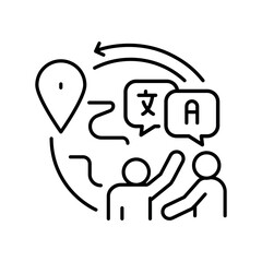 Integration black line icon.