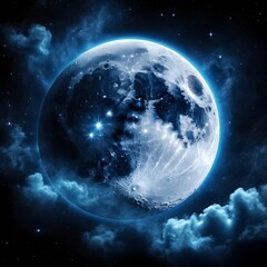 Obraz premium Mystical Full Moon in a Starry Night Sky