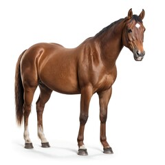 Obraz premium Chestnut Horse Standing Isolated on White Background