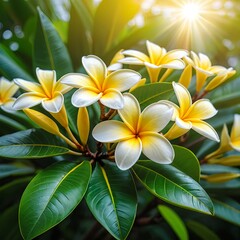 Fototapeta premium Plumeria Flowers in Sunlight