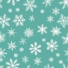 Teal Winter Snowflake Pattern