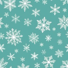 Teal Winter Snowflake Pattern