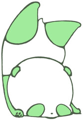 Baby panda falls face first and ends up upside down (green)