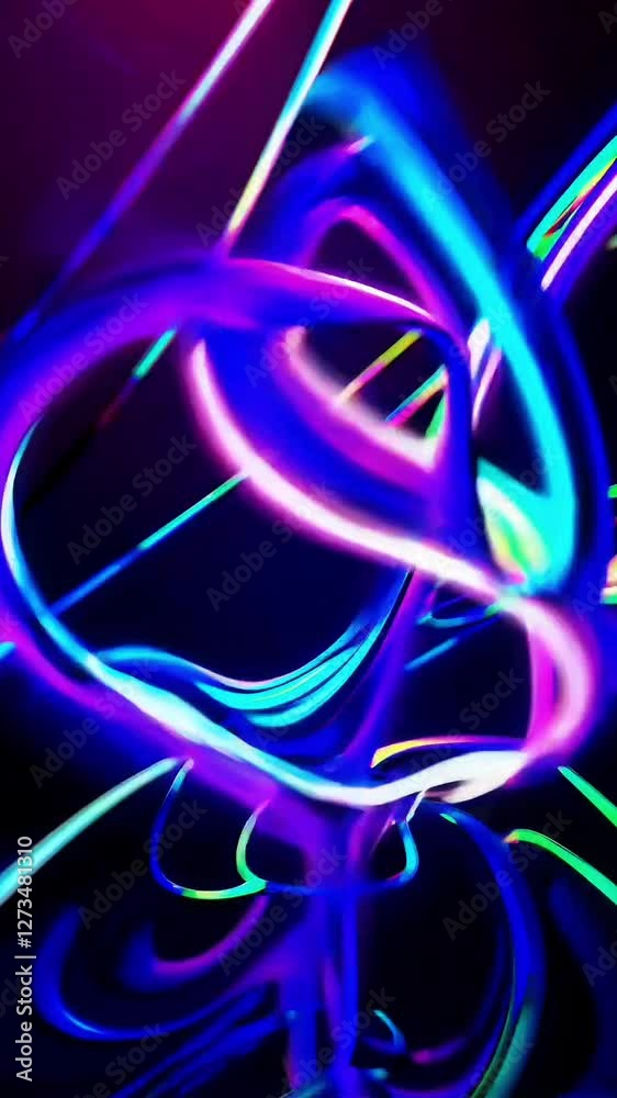 Poster dynamic neon light trails creating mesmerizing abstract patterns in motion