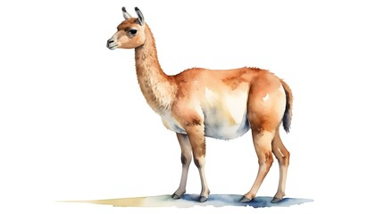 Fototapeta premium Watercolor Guanaco, South American Camel