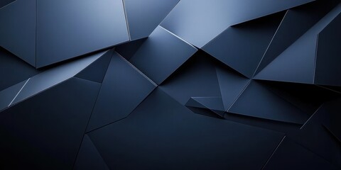 Geometric abstract dark blue polygonal design with sharp edges and light reflection