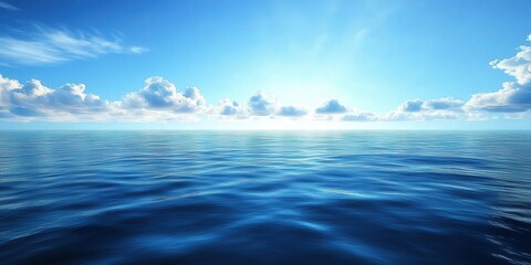 Obraz premium Vivid deep blue ocean surface with gentle white-capped waves creating a mesmerizing, tranquil dance across its smooth expanse