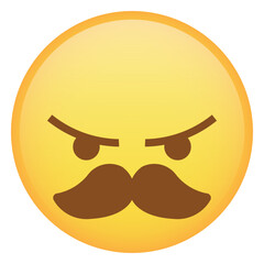 Mustache With Angry Face Emoji