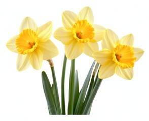 Obraz premium Daffodils or narcissus, vibrant yellow spring blooms, depicted on a transparent background