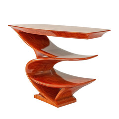 Elegant Polished Wooden Table with Sculptural Design