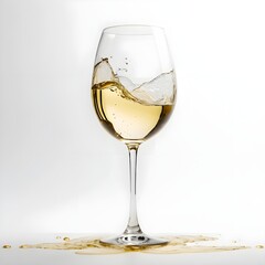 Spilled White Wine in Elegant Glass