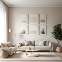 Minimalist Beige Living Room Interior Design