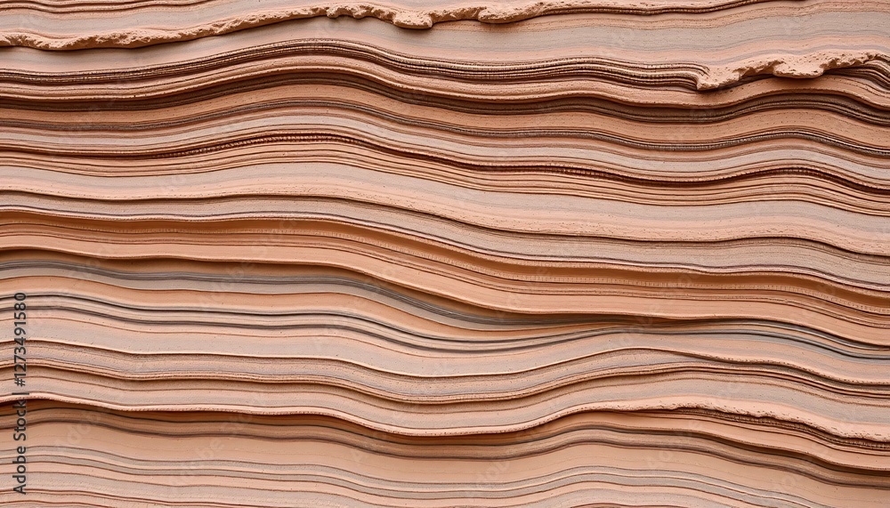 Poster Textured Sediment Layers. Beige Tones Undulating Pattern. Abstract Waves. Smooth Surface. Gentle Curves. Geological Strata. Tranquil Harmony. Natural Forms. Sand Dunes Aesthetic. Organic Texture
