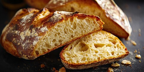 Freshly baked loaf with a portion missing, ideal for editorial use in food or daily life scenes