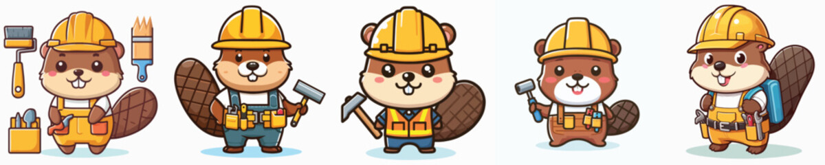 vector set of cute otters painting the wall © Jefri Syahputra BKL