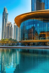 Fototapeta premium A view of a city from across the water, suitable for use in travel or urban planning imagery