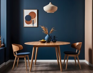 Modern Dining Room Interior with Wooden Table and Chairs
