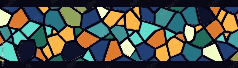 Poster Abstract Colorful Irregular Shaped Mosaic Pattern