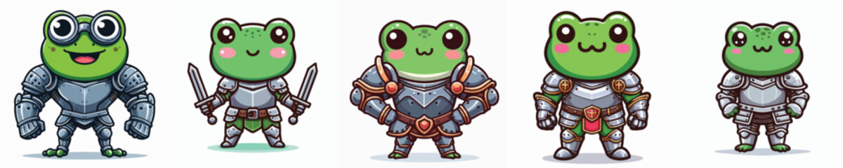 Vector frog wearing armor costume