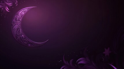 Ornate Purple Crescent Moon Night Design