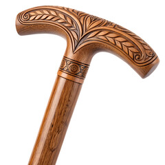 wood walking stick handle on white background.png