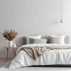 Minimalist Beige and White Bedroom Interior