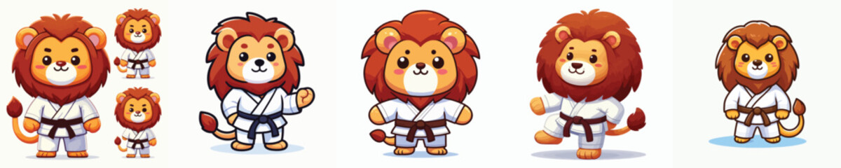 Vector lion wearing karate costume