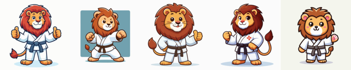 Vector lion wearing karate costume