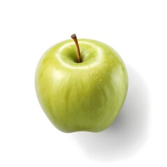 Single Green Apple Isolated on White Background