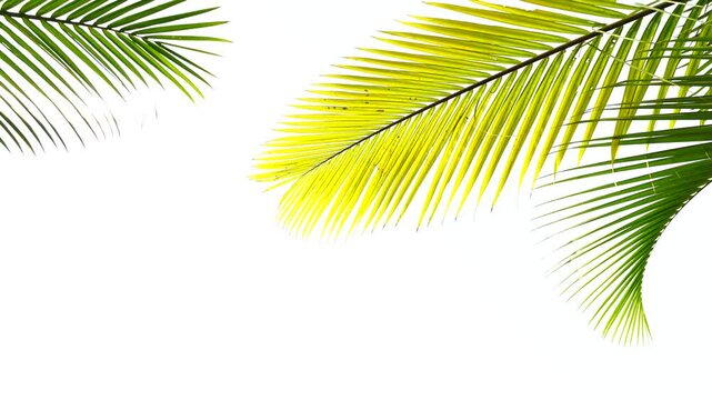 Palm leaf swaying on sunny background