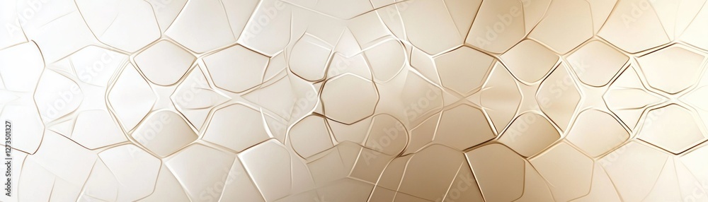 Poster Abstract representation of interconnected cellular shapes in varied beige tones