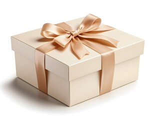 Obraz premium Elegant Beige Gift Box with Satin Ribbon