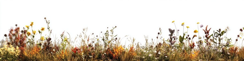 Obraz premium A beautiful scene of nature, featuring a lush green field with colorful flowers