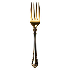A golden fork isolated on transparent background.png