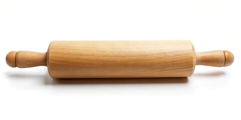 Wooden Rolling Pin on White Background