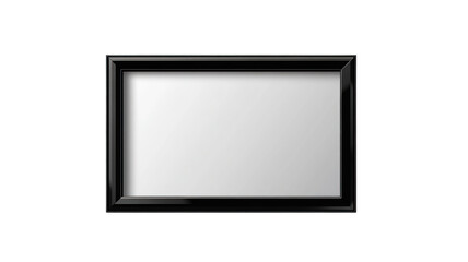 A sleek, modern black metal photo frame with sharp edges, isolated on a transparent background.